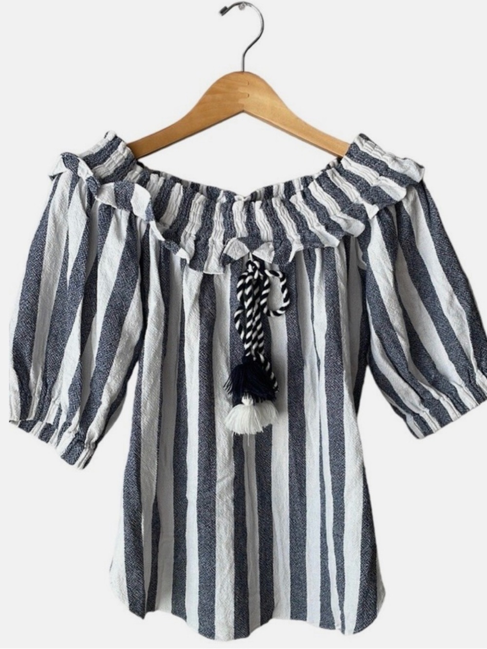 MISA LOS ANGELES Navy & White Striped Off-Shoulder Tunic